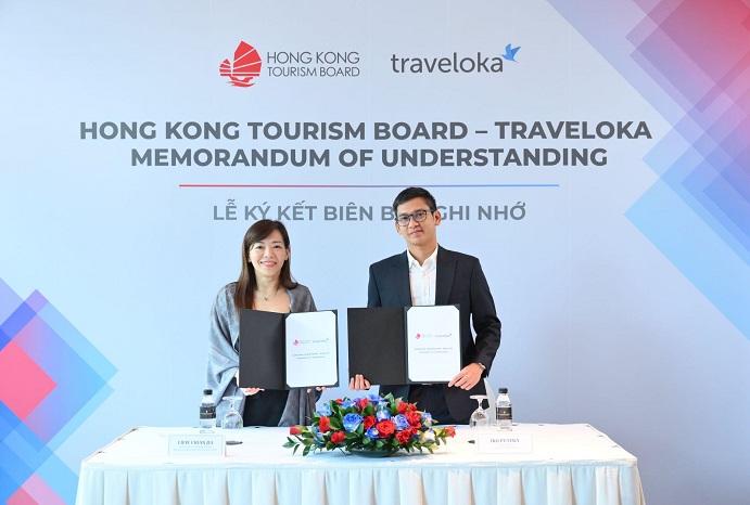 Bà Liew Chian Jia - GĐ khu vực Đông Nam Á  TCDL Hồng Kông và Ô.Iko Putera - GĐĐH Vận tải Traveloka