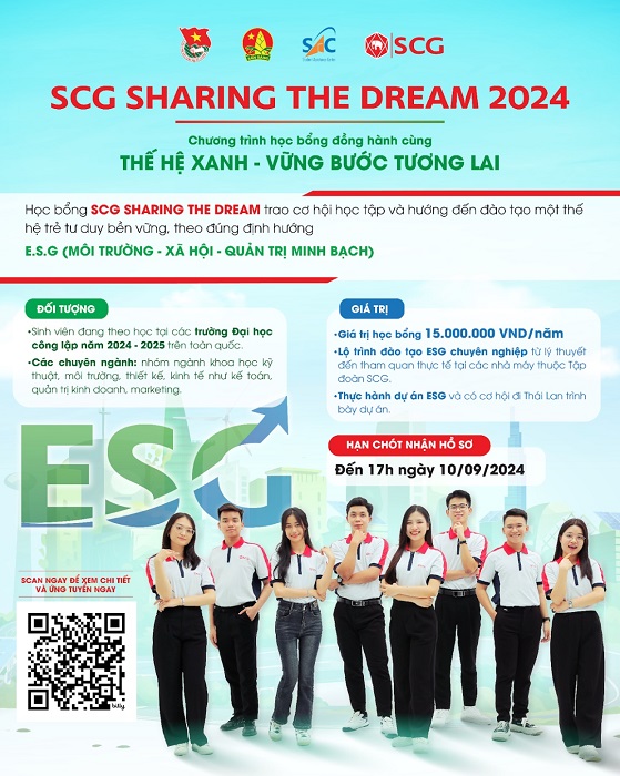 Học bổng SCG Sharing the Dream 2024 tiếp tục trao quyền cho thế hệ xanh-vững bước tương lai
