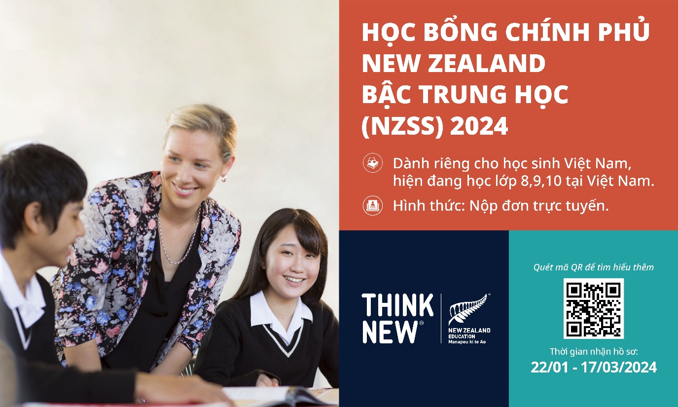 NZSS 2024 chỉ dành riêng cho học sinh Việt Nam vào một trong 18 trường trung học New Zealand